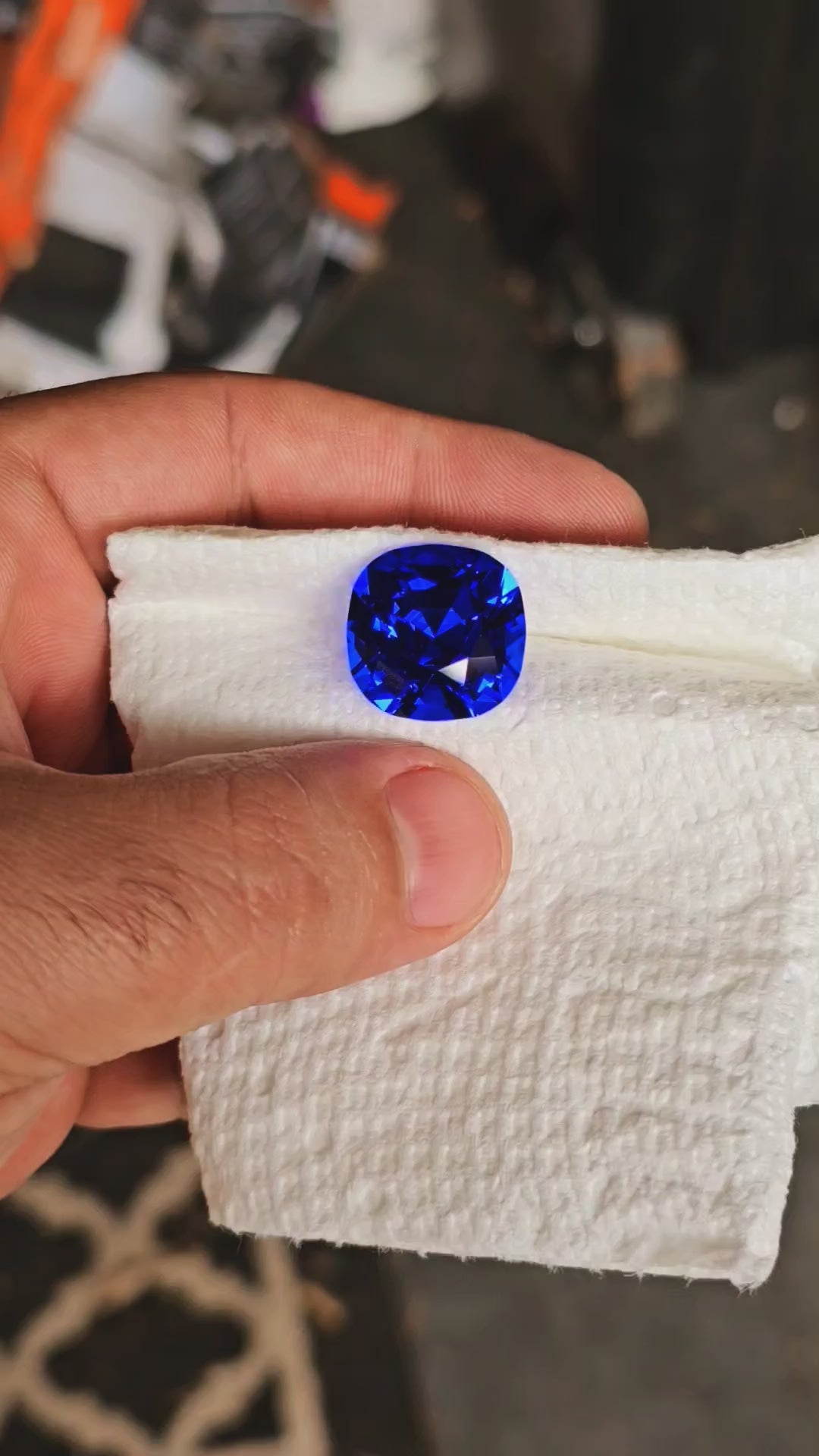 Djeva Fire Blue Lab Spinel, Cushion Step Cut, 23.85 Carats