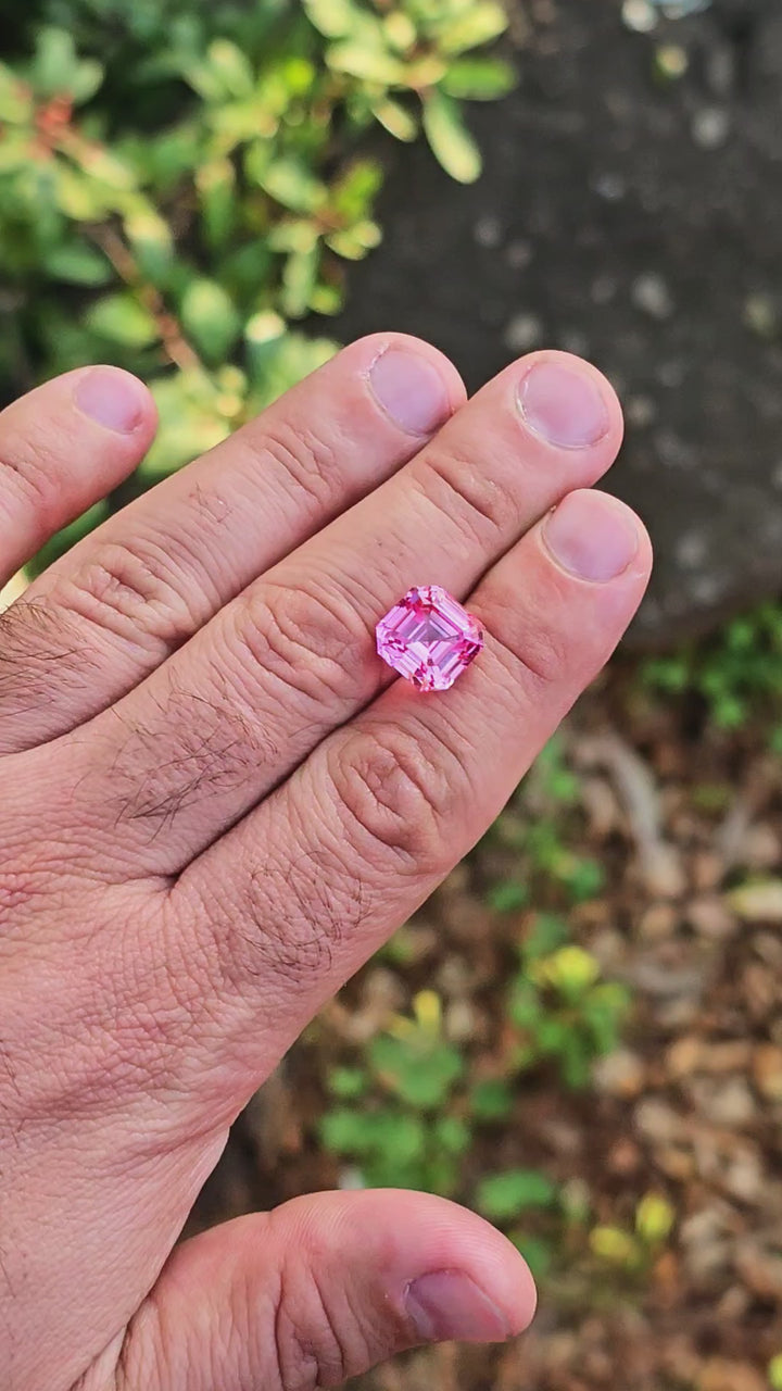 Light Pink-Orange Padparadscha Lab Sapphire, Asscher Cut, 10.12 Carats