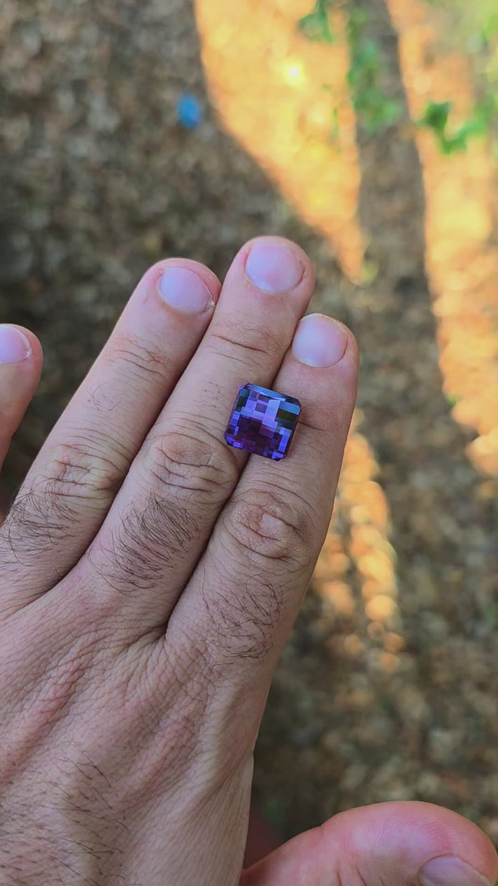 Djeva Color Change Lab Sapphire, Pixel Square Cut, 12.39 Carats