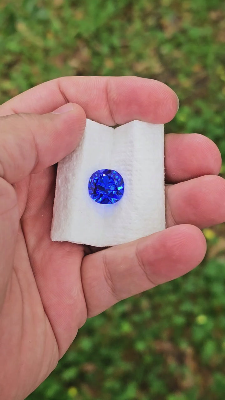 Djeva Fire Blue Lab Spinel, Antique Cushion Cut, 9.40 Carats