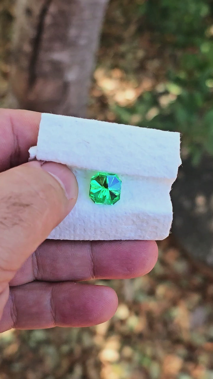Vivid Green Vanadium YAG, Tessellation Cut, 7.72 Carats
