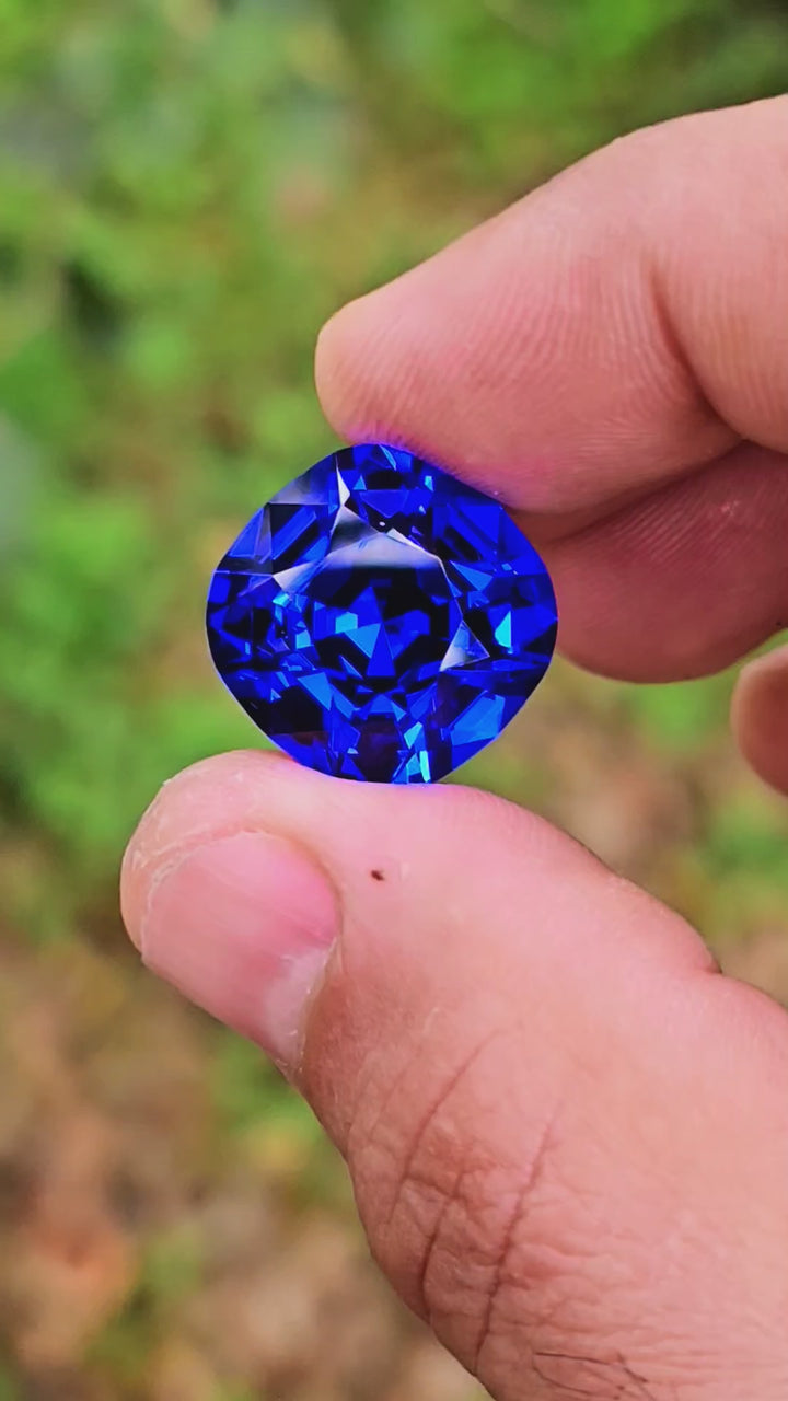 Djeva Fire Blue Lab Spinel, Cushion Step Cut,  23.85 Carats