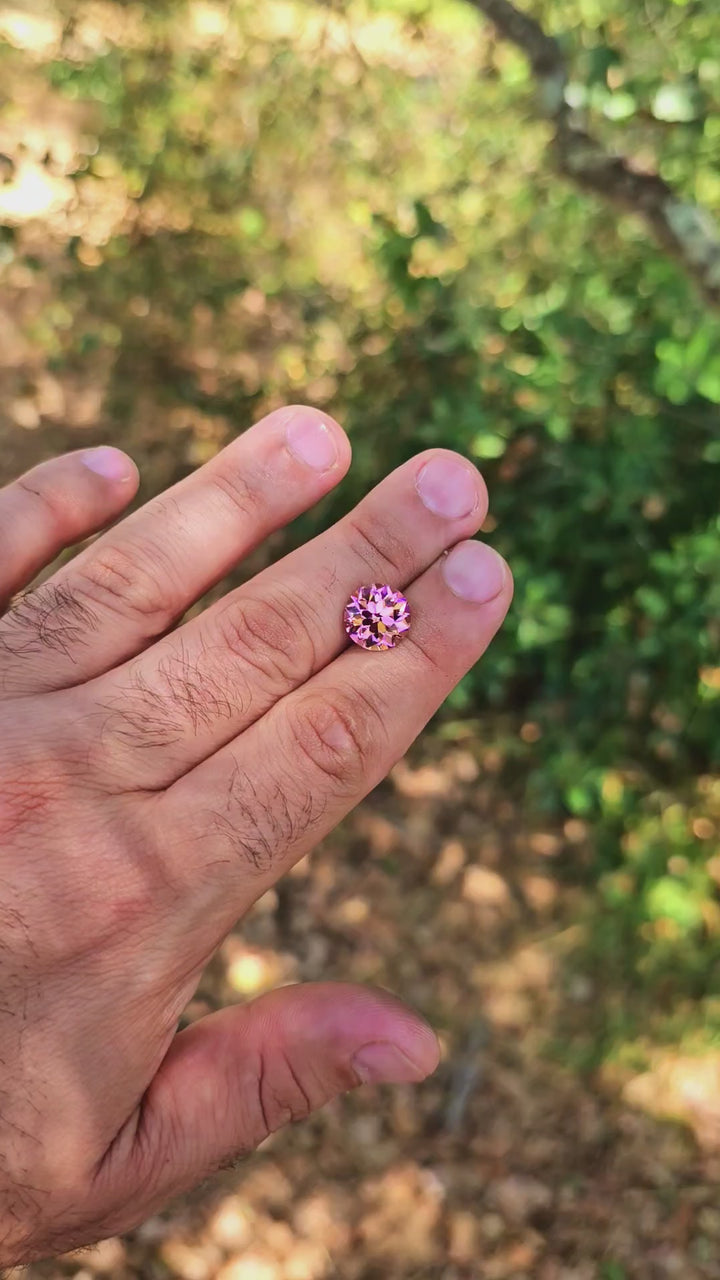 High Concentration Padparadscha Erbium YAG, Traditional Round Brilliant Cut, 9.83 Carats