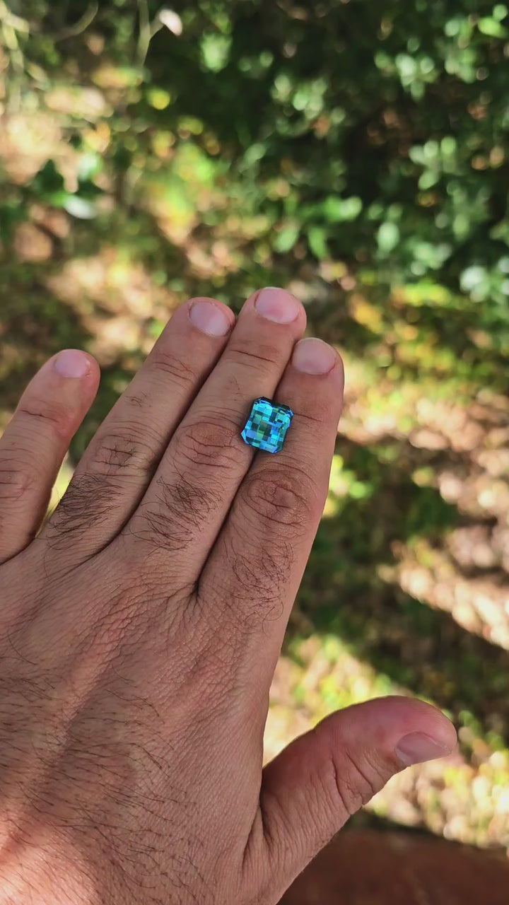 Blue Cobalt YAG, Pixel Rectangle Cut, 11.26 Carats