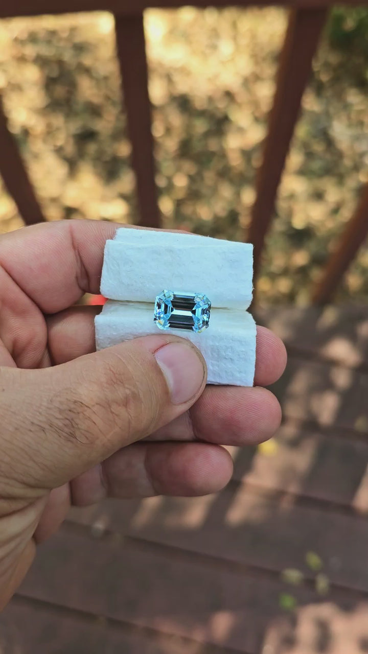 Aqua Blue Lab Sapphire, Emerald Cut, 9.45 Carats