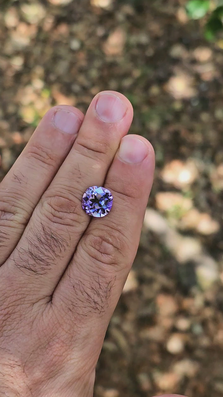 Light Purple Lab Sapphire, Antique Cushion Cut, 7.32 Carats