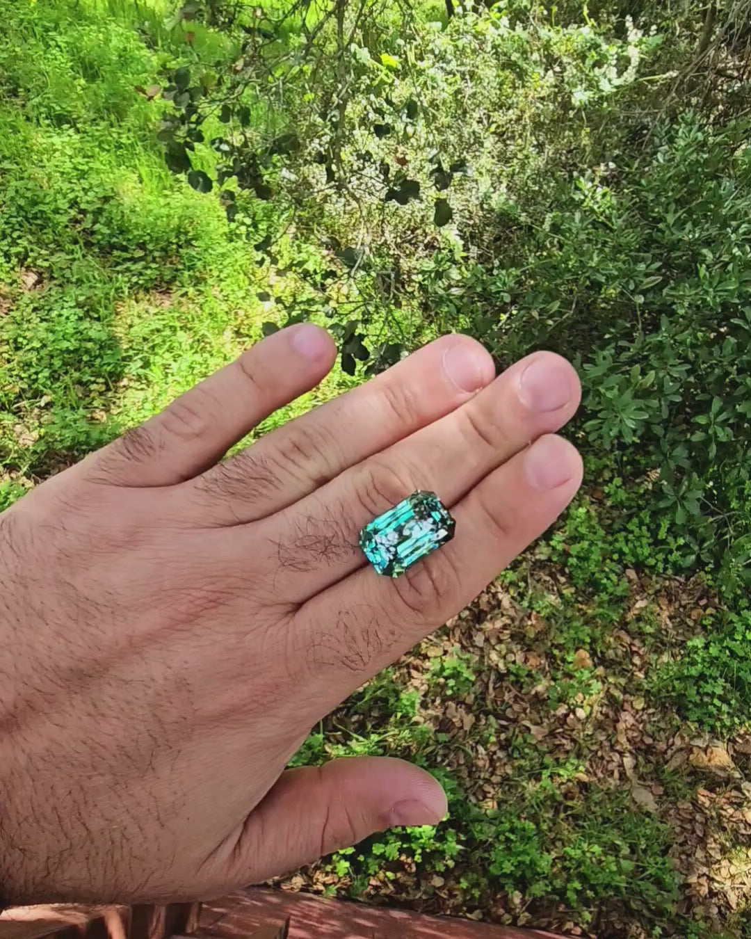 Green Czochralski Lab Sapphire, Emerald Cut, 27.25 Carats