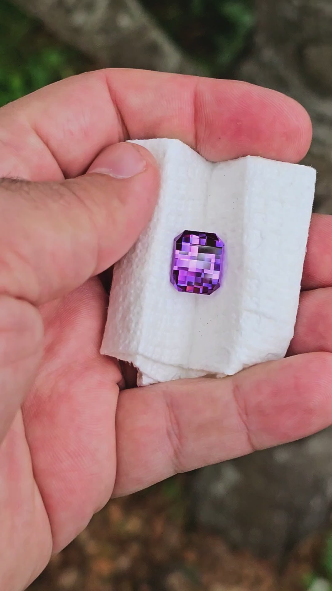 Purple Czochralski Lab Sapphire, Pixel Rectangle Cut, 9.60 Carats