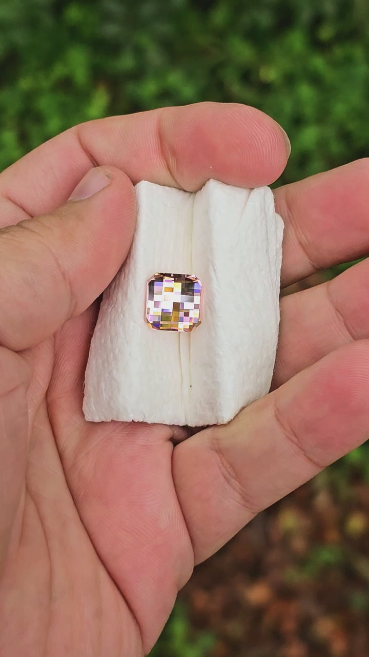 Padparadscha Erbium YAG, Pixel Square Cut, 9.38 Carats