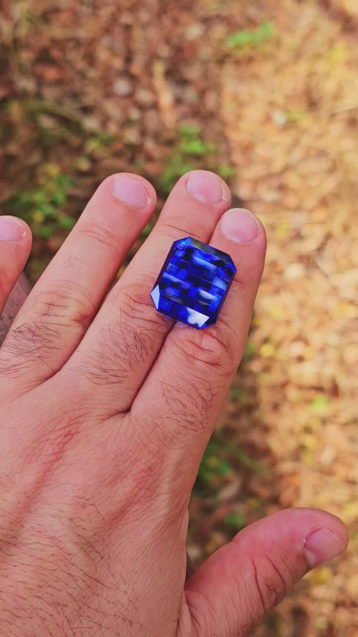 Djeva Fire Blue Lab Spinel, Pixel Rectangle Cut, 59.64 Carats