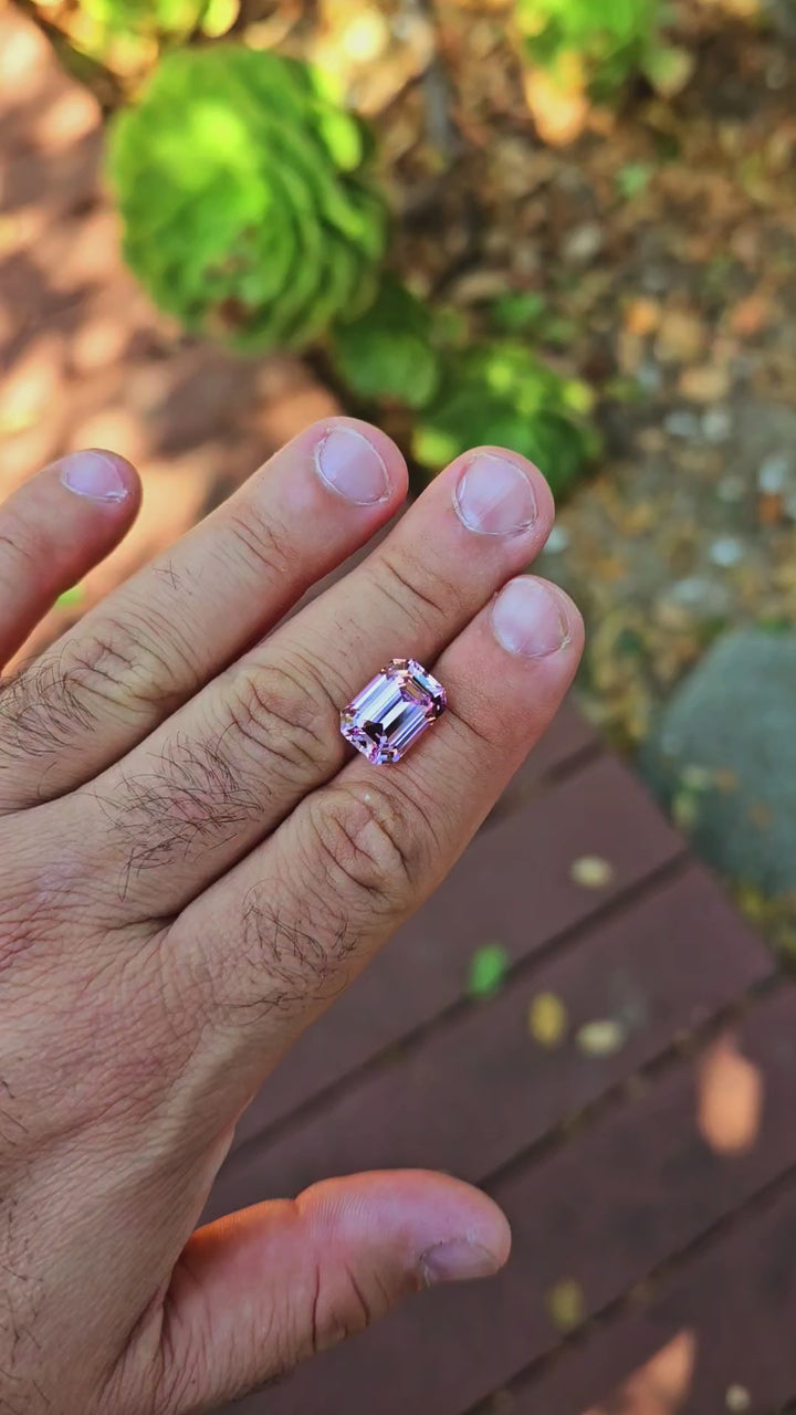 Lilac Purple Czochralski Lab Sapphire, Emerald Cut, 11.7 Carats