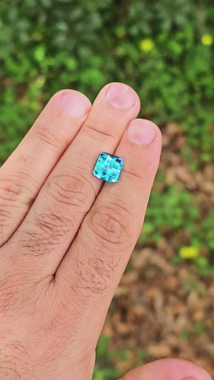 Blue Cobalt YAG, Pixel Square Cut, 7.86 Carats
