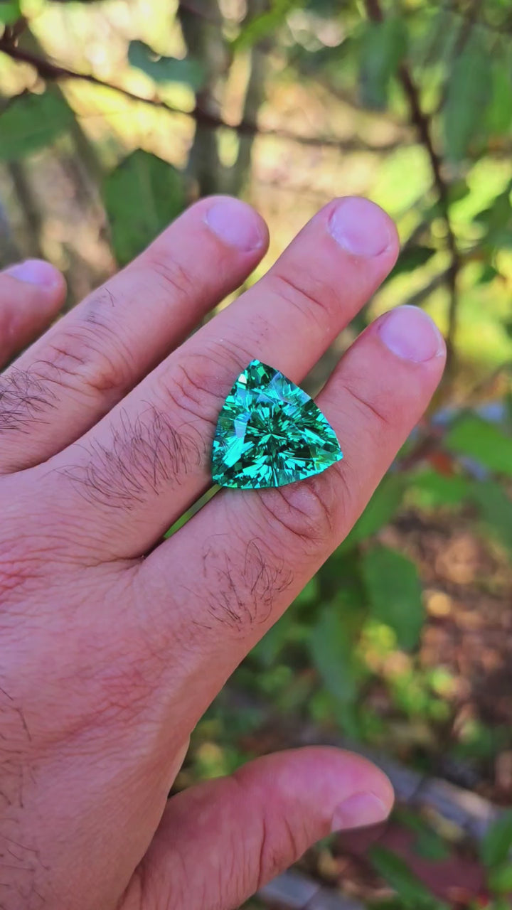 Repurposed Teal "Paraiba" YAG, Trillian Internal Reflections Cut, 51.2 Carats