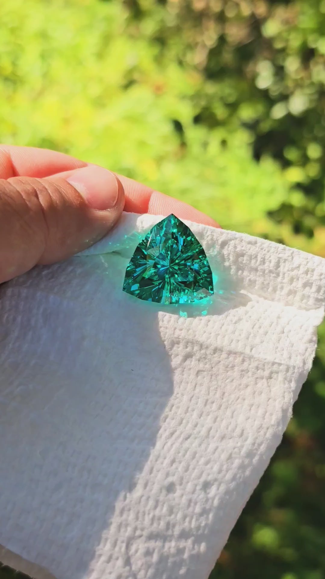 Repurposed Teal "Paraiba" YAG, Trillian Internal Reflections Cut, 52.4 Carats