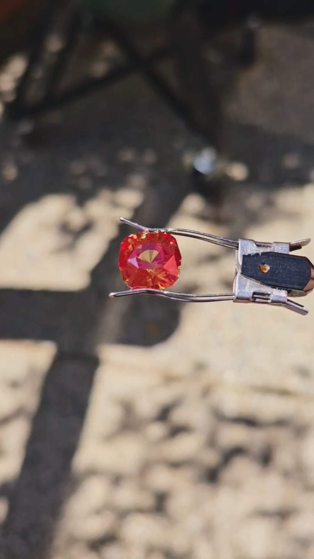 Kyroupolos Green and Red Christmas Garnet, House Of Sylas Step Cushion Cut, 15.75 Carats
