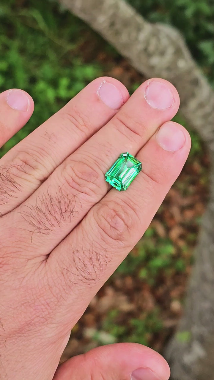 Vivid Green Vanadium YAG, Emerald Cut, 5.59 Carats