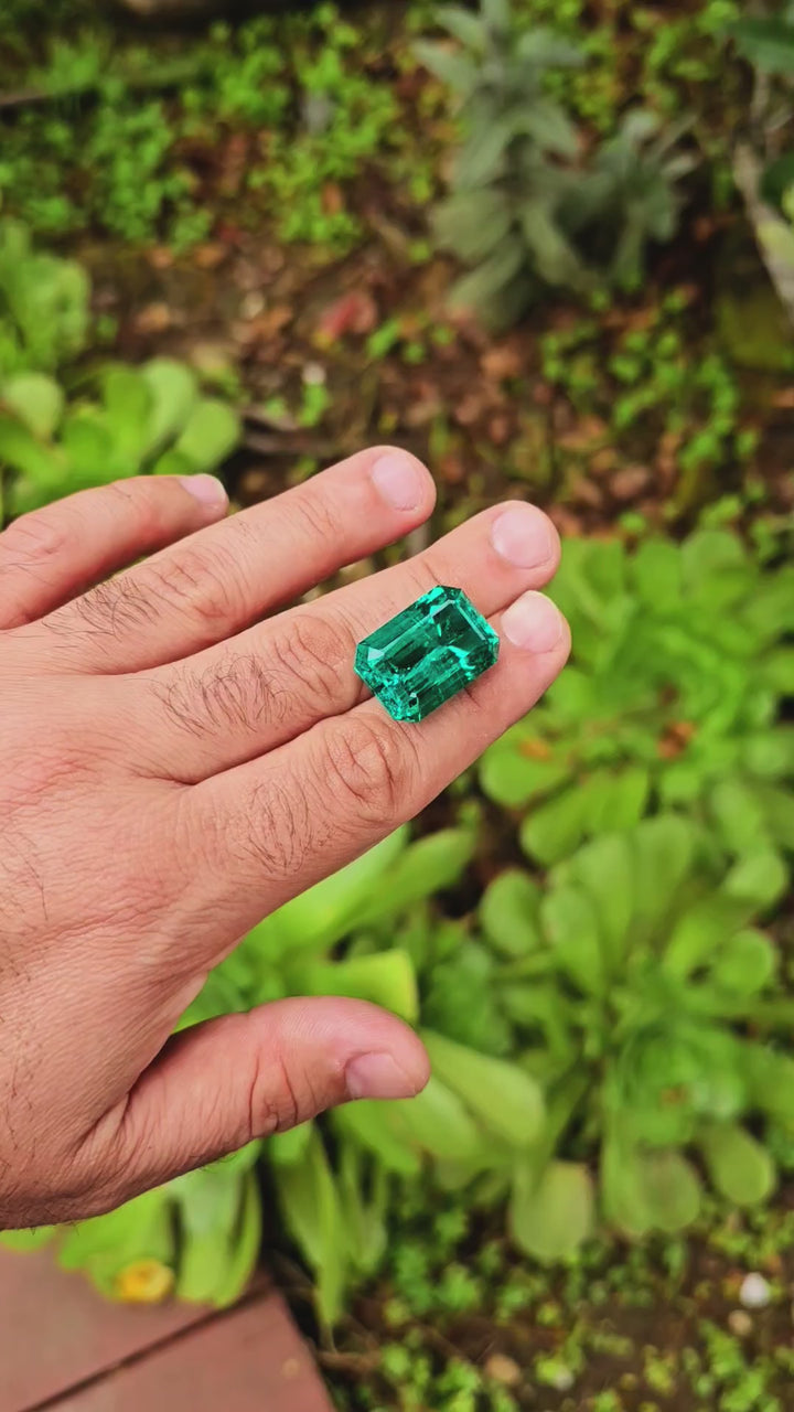 Colombian Color Green Lab Emerald, Emerald Cut,  31.35 Carats