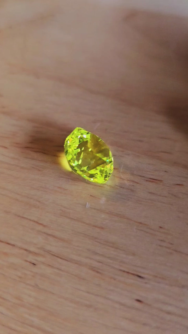 "Ultra" Glow In The Dark Lab Garnet, House Of Sylas Cushion Cut, 20.25 Carats