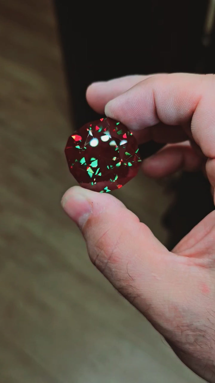 Green and Red Christmas Garnet, Cushion Cut,  142.7 Carats