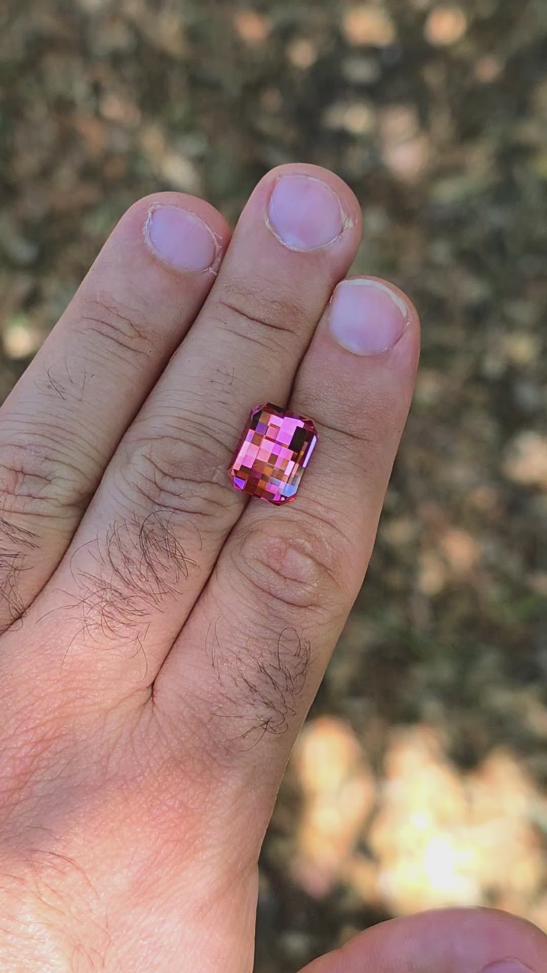 Czochralski Titanium Pink Sapphire, Pixel Rectangle Cut, 10.30 Carats