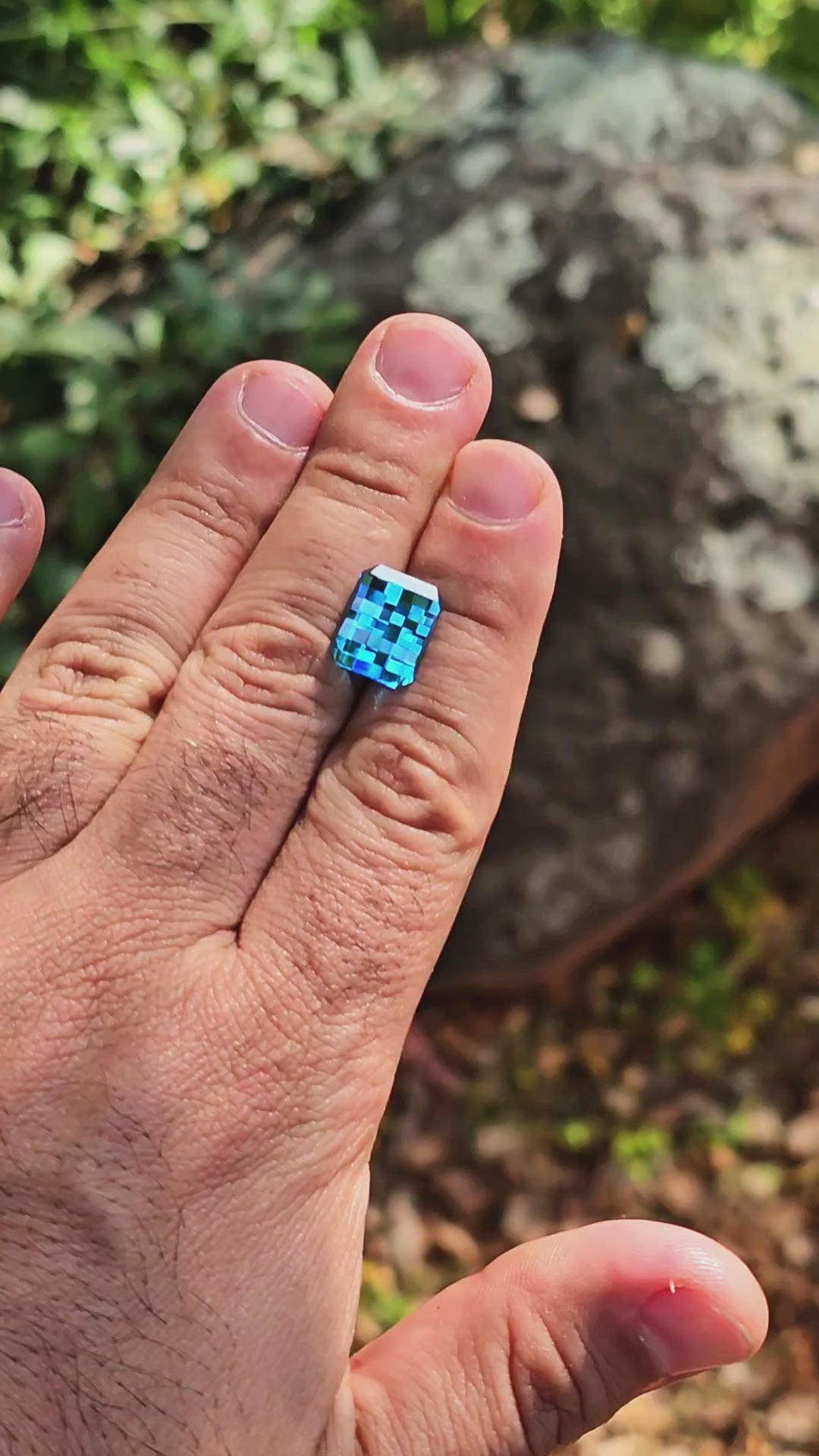 Blue Cobalt YAG, Pixel Rectangle Cut, 11.67 Carats