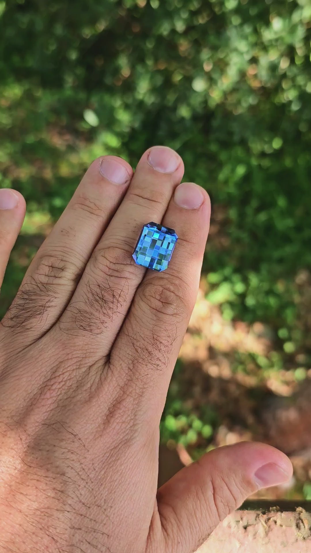 Cornflower Blue Lab Spinel, Pixel Rectangle Cut, 16.22 Carats