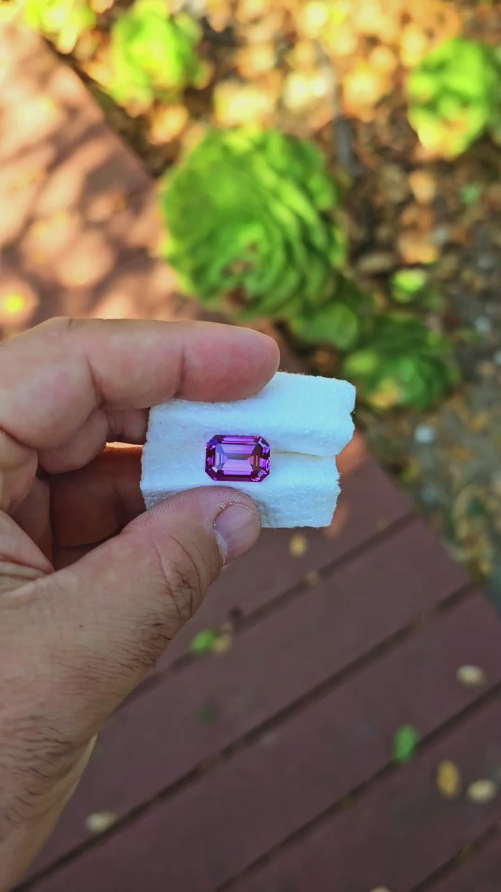 Purple Czochralski Lab Sapphire, Emerald Cut, 9.45 Carats