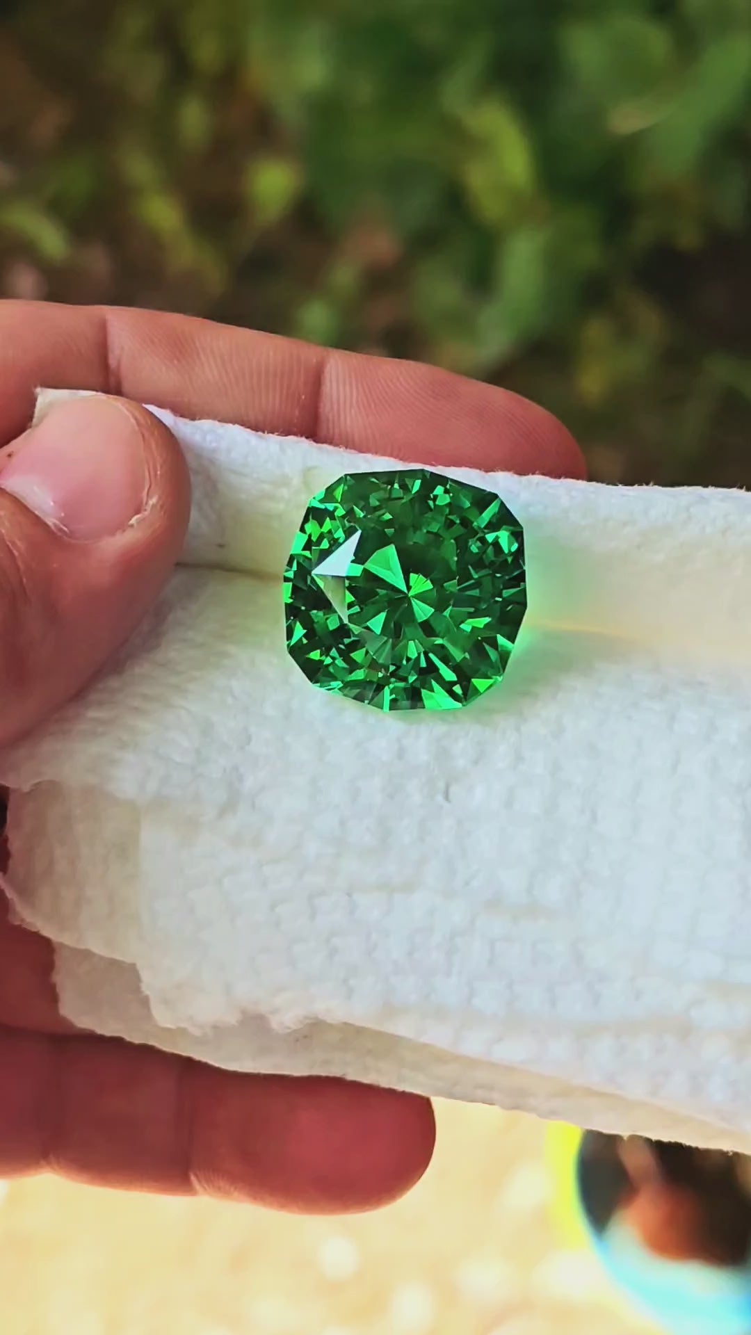 Vivid Green Vanadium YAG, House Of Sylas Step Cushion Cut, 52.2 Carats