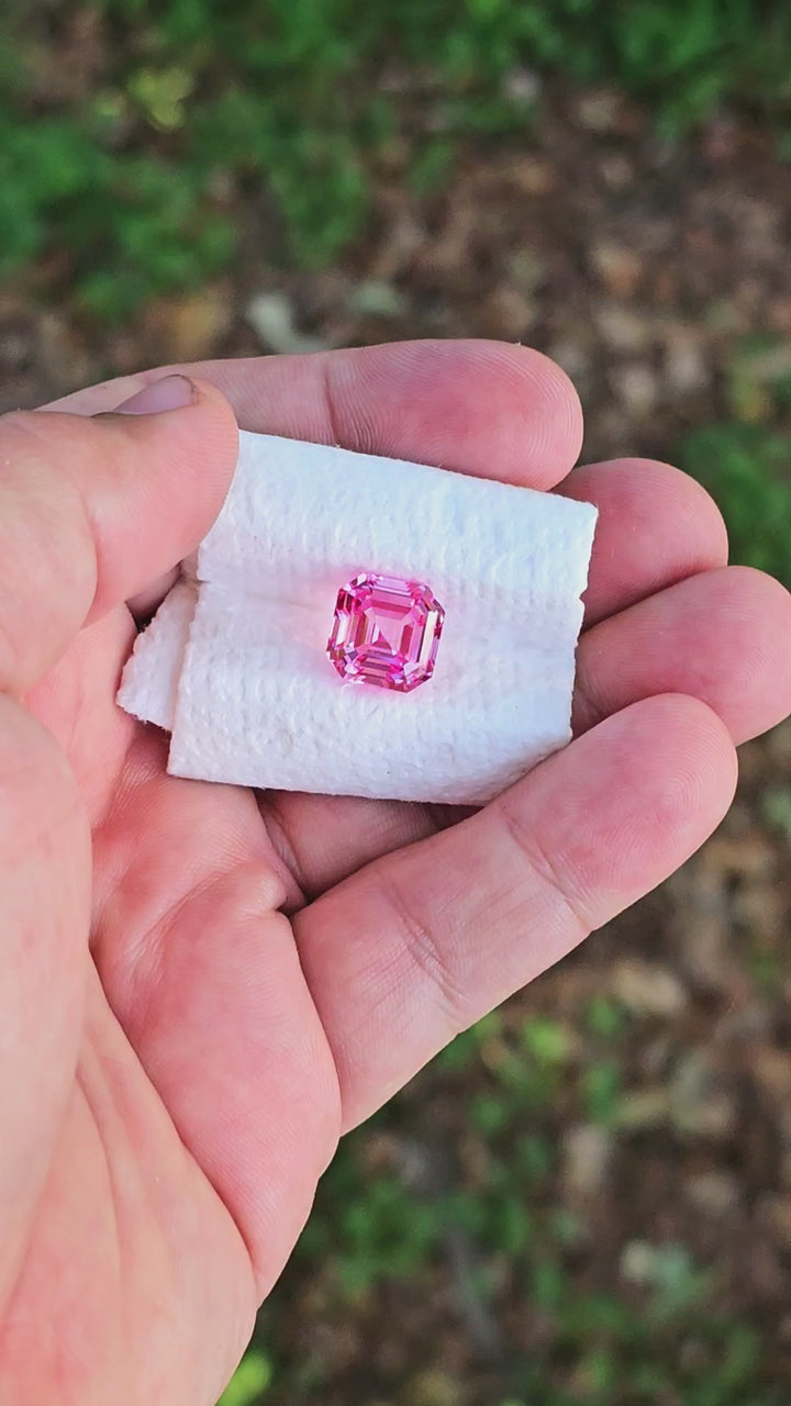 Light Pink-Orange Padparadscha Lab Sapphire, Asscher Cut, 10.12 Carats
