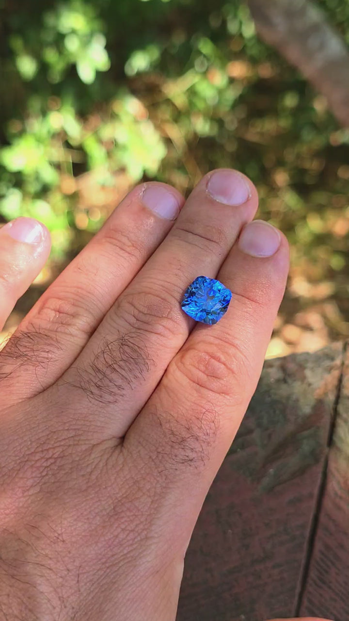Vivid Blue Lab Spinel, House Of Sylas Cushion Cut, 7.68 Carats