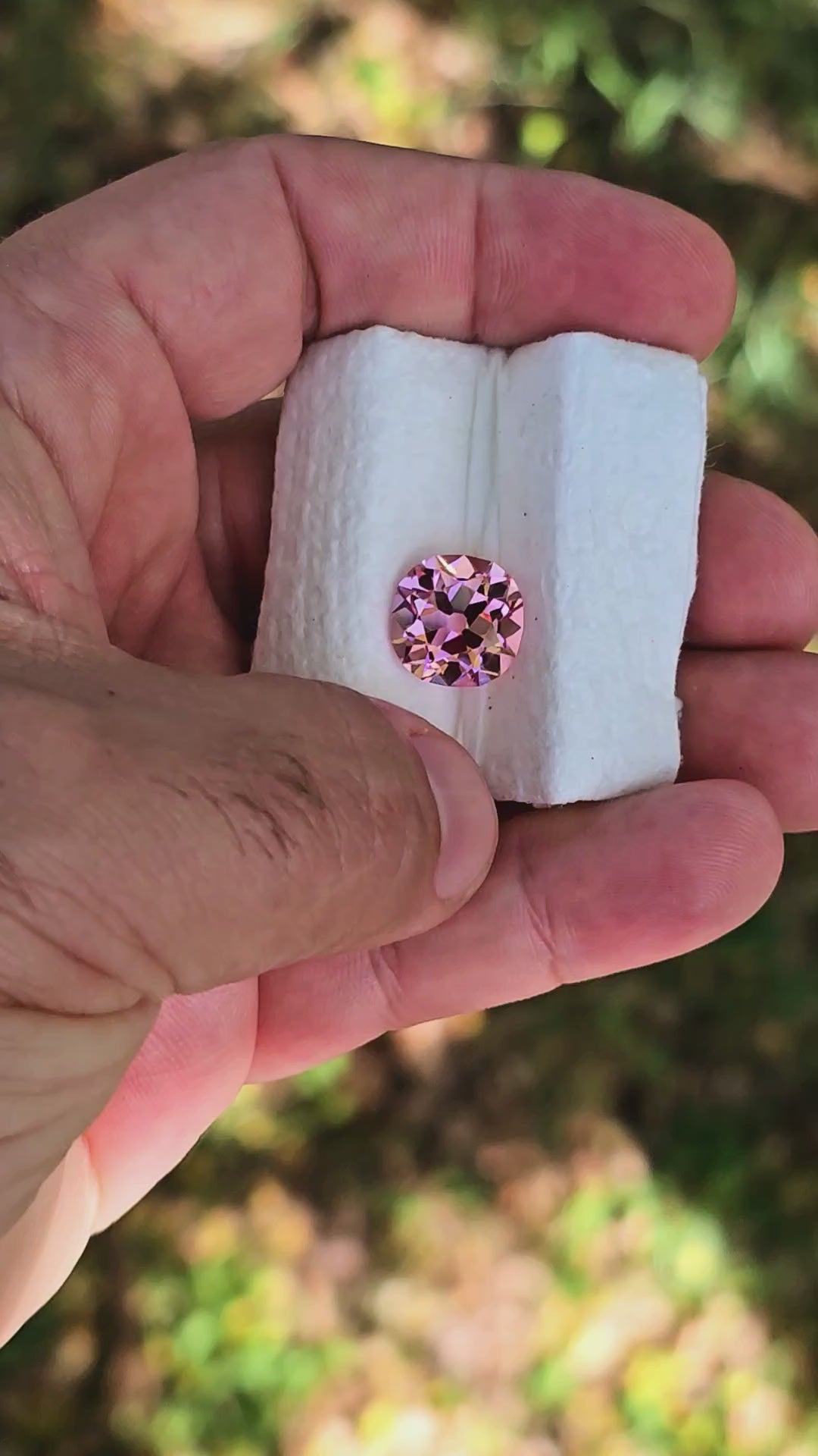 Czochralski Titanium Pink Sapphire, Antique Cushion Cut, 8.83 Carats