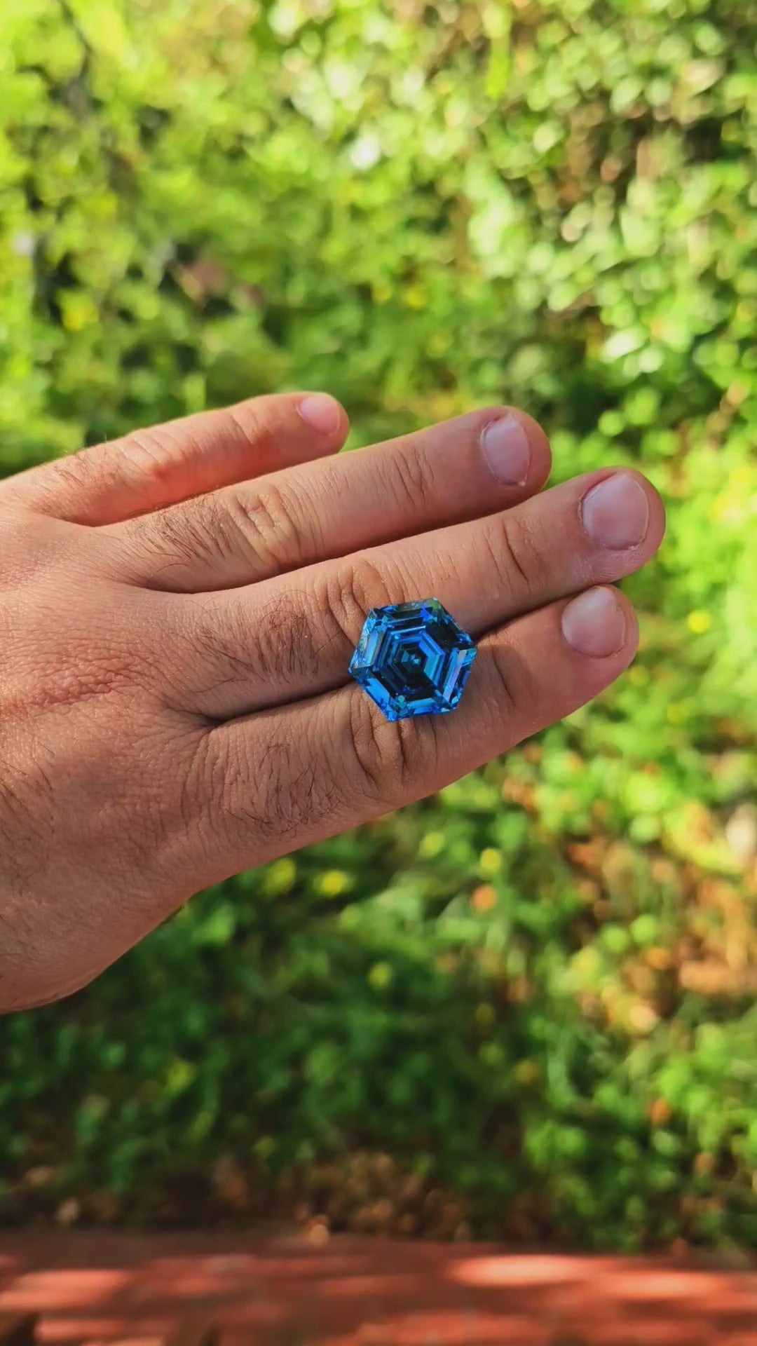 Blue Cobalt YAG, Hexagon Step Cut, 39.4 Carats