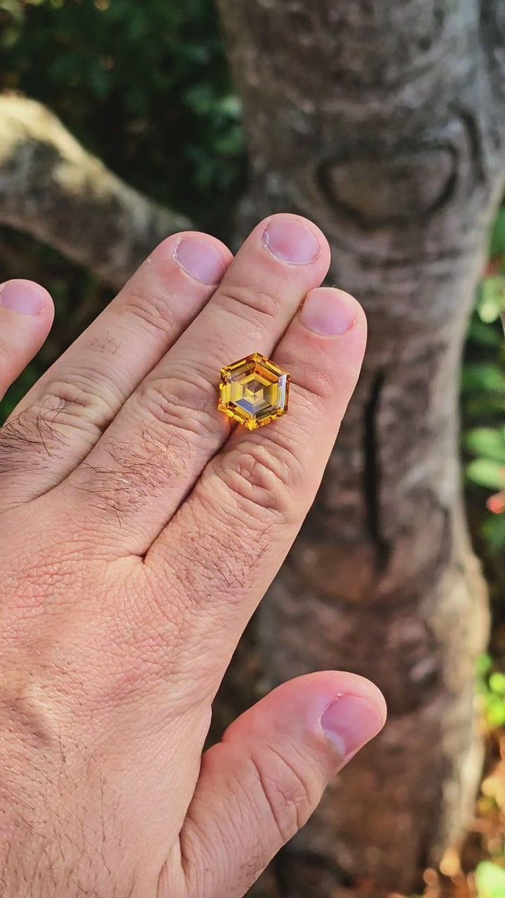 Golden Yellow Lab Sapphire, Hexagon Step Cut, 12.74 Carats