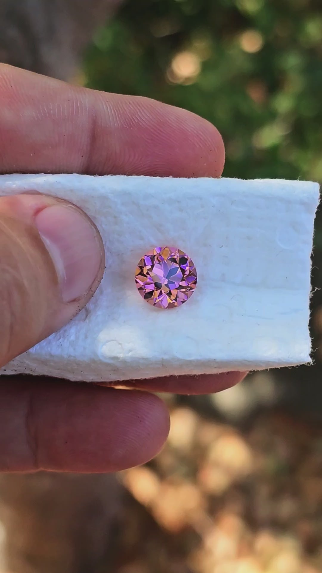 Padparadscha Erbium YAG, Traditional Round Brilliant Cut, 6.76 Carats