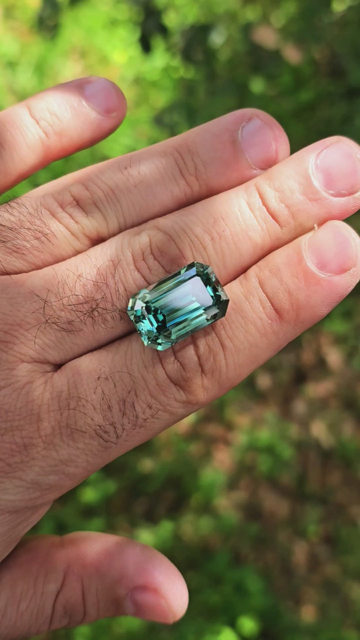 Green Czochralski Lab Sapphire, Emerald Cut, 27.25 Carats