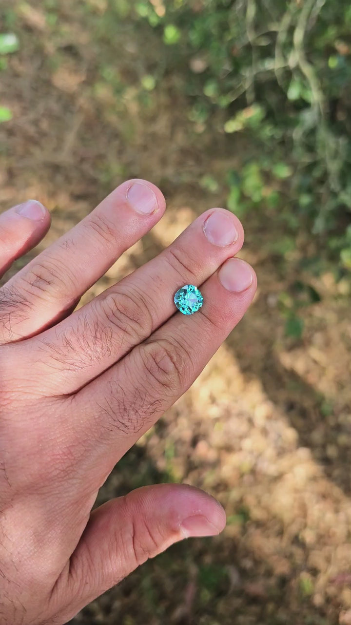 Bright Cobalt Teal Lab Sapphire, Antique Cushion Cut, 3.85 Carats