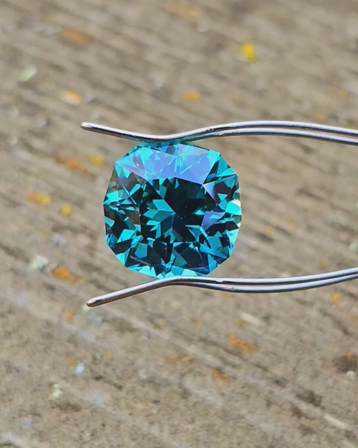 Deep Cobalt Teal Lab Sapphire, House Of Sylas Cushion Cut, 9.97 Carats