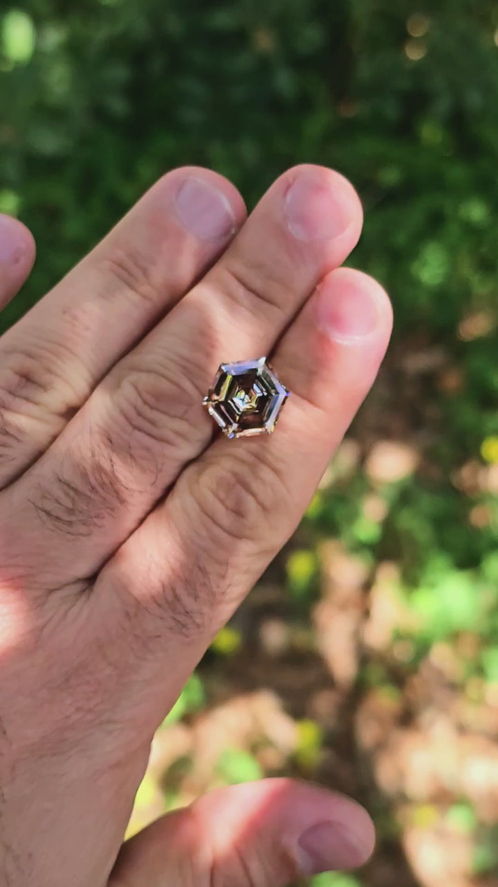 Smoky Lab Spinel , Hexagon Step Cut, 9.18 Carats