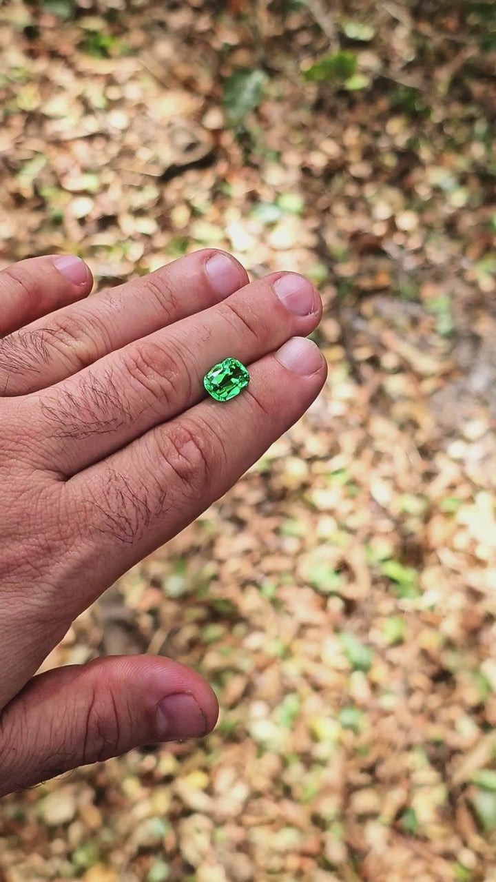 Djeva Green Lab Sapphire, Antique Long Cushion Cut, 4.70 Carats