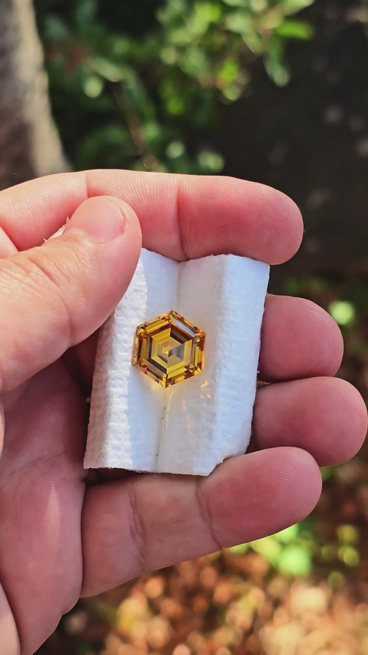 Golden Yellow Lab Sapphire, Hexagon Step Cut, 12.74 Carats