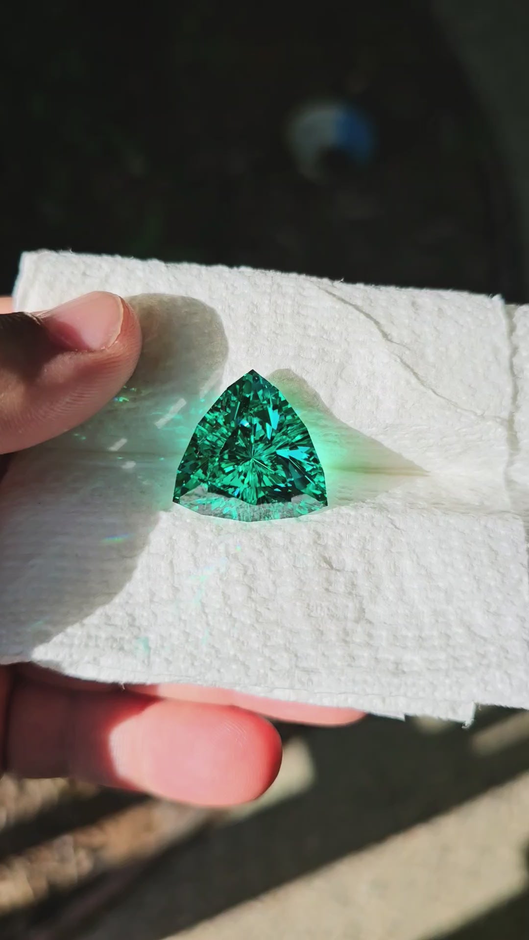 Repurposed Teal "Paraiba" YAG, Trillian Internal Reflections Cut, 51.2 Carats