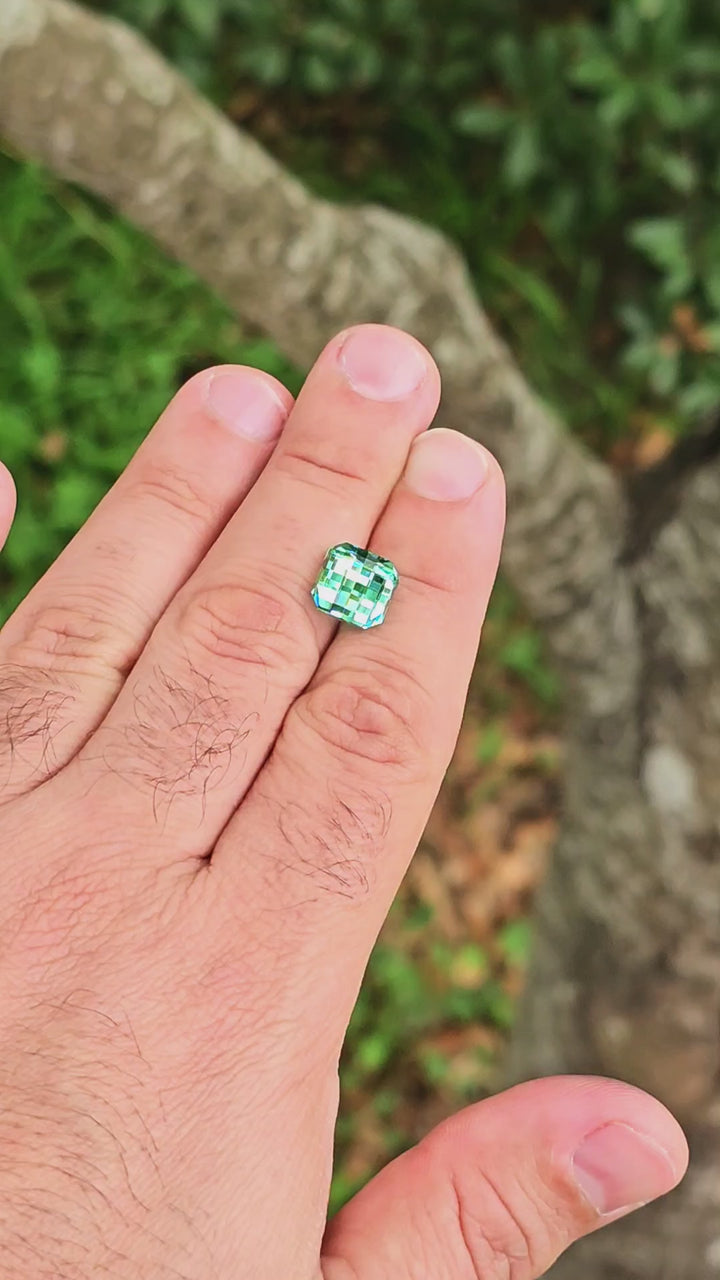 Teal "Paraiba" YAG, Pixel Square Cut, 7.99 Carats