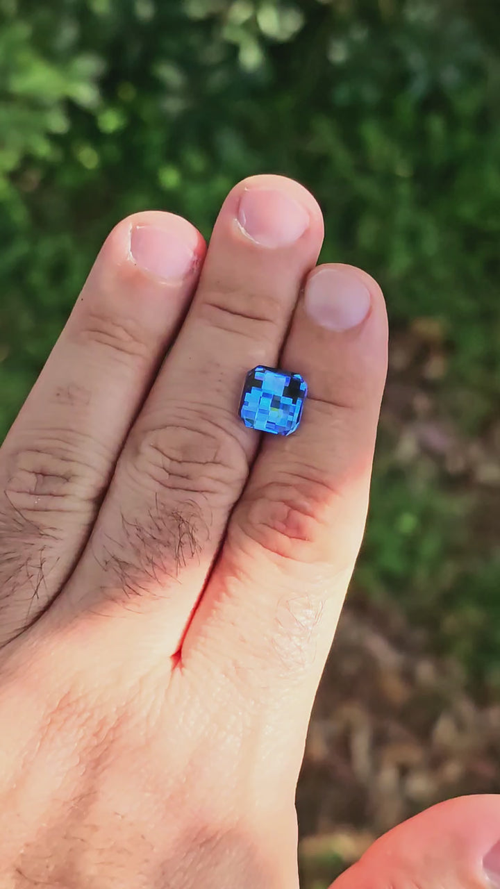 Vivid Blue Lab Spinel, Pixel Square Cut, 6.05 Carats