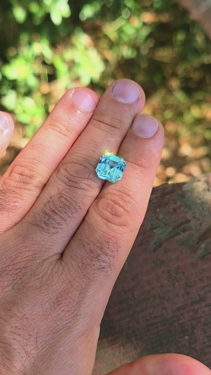 Aqua Blue Lab Sapphire, Asscher Cut, 10.09 Carats