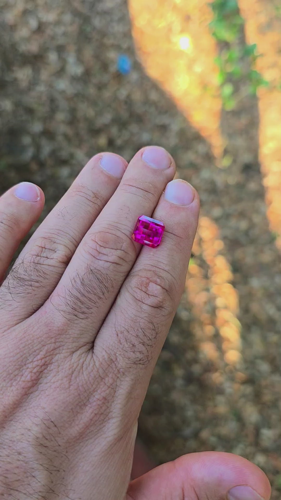 Fire Neon Pink Lab Sapphire, Pixel Square Cut, 6.62 Carats