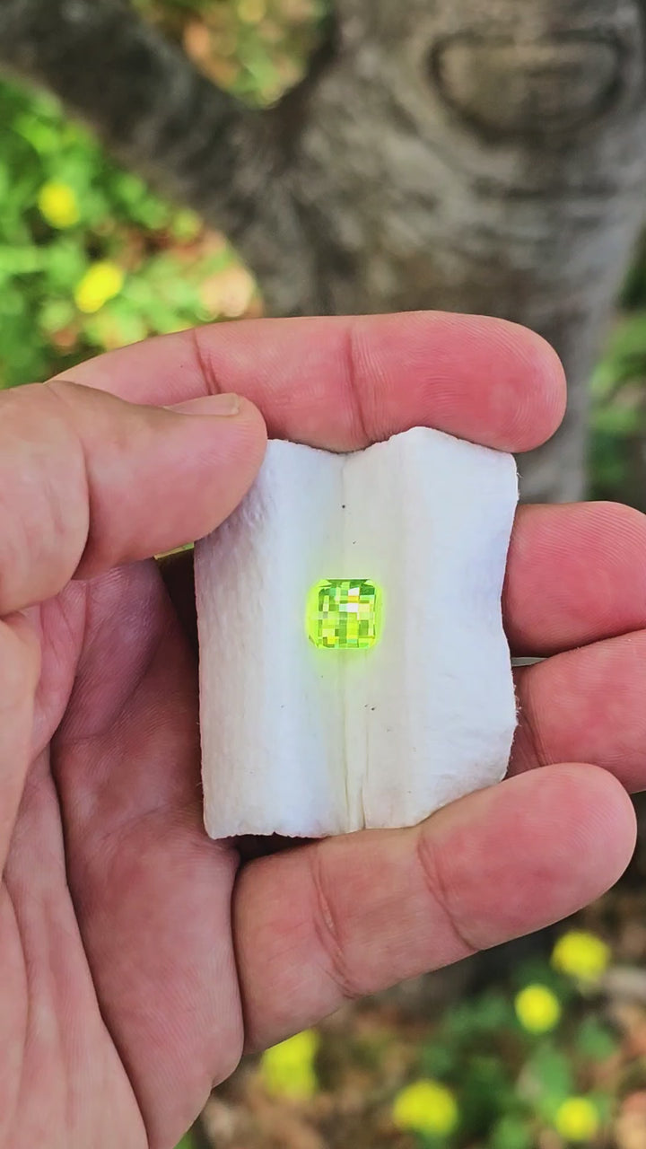 Green LuAG, Pixel Square Cut, 6.18 Carats