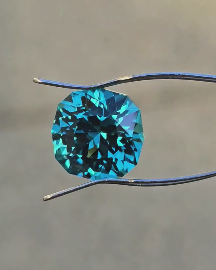 Deep Cobalt Teal Lab Sapphire, House Of Sylas Cushion Cut, 9.97 Carats