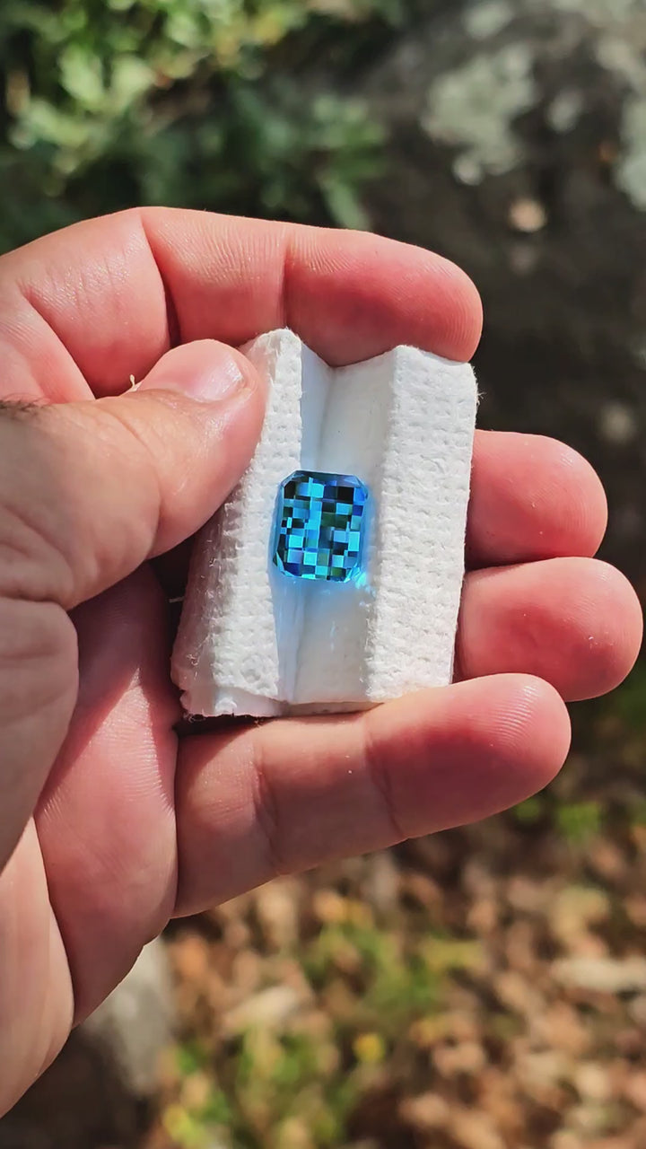 Blue Cobalt YAG, Pixel Rectangle Cut, 11.67 Carats