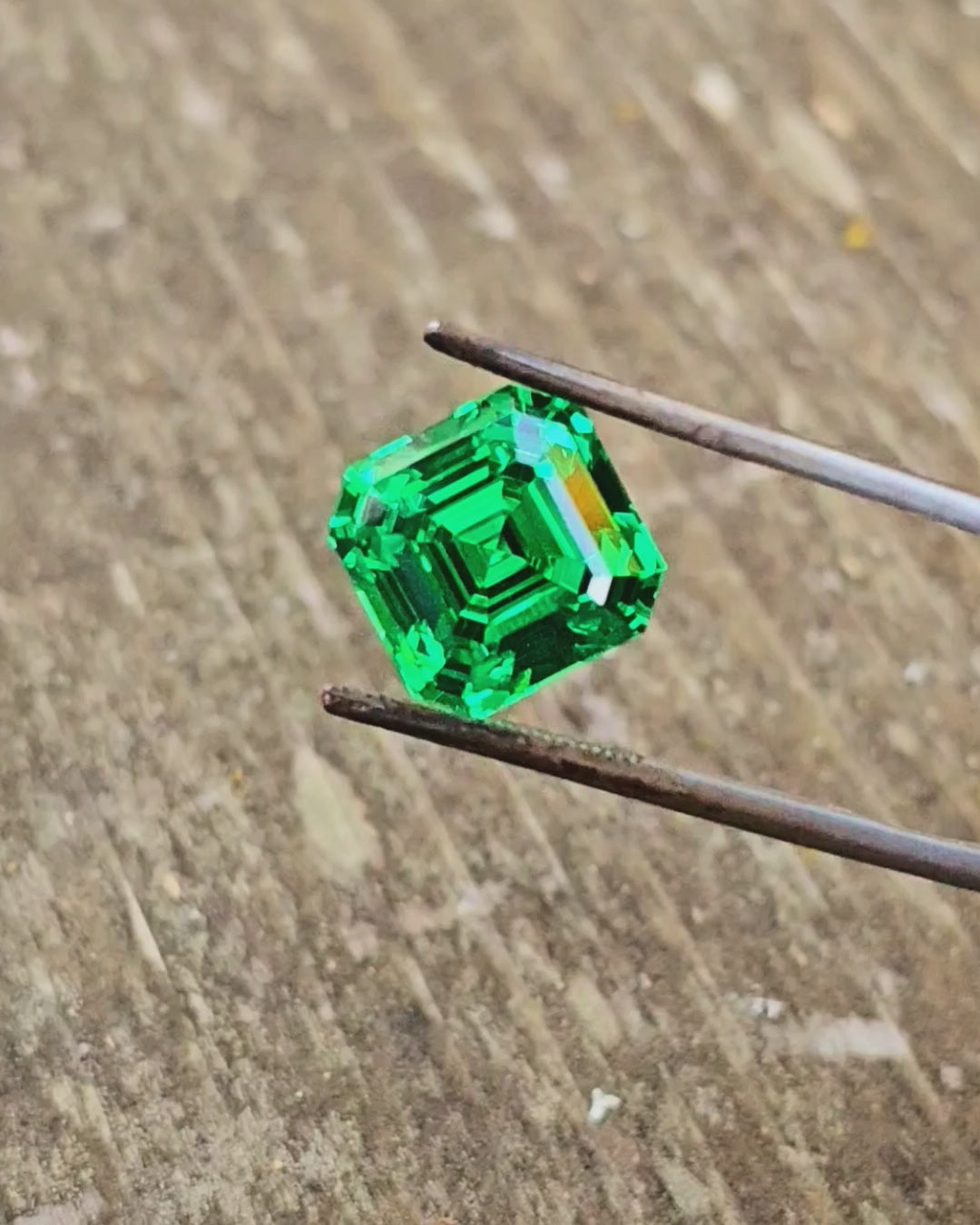 Vivid Green Vanadium YAG, Asscher Cut, 15.96 Carats