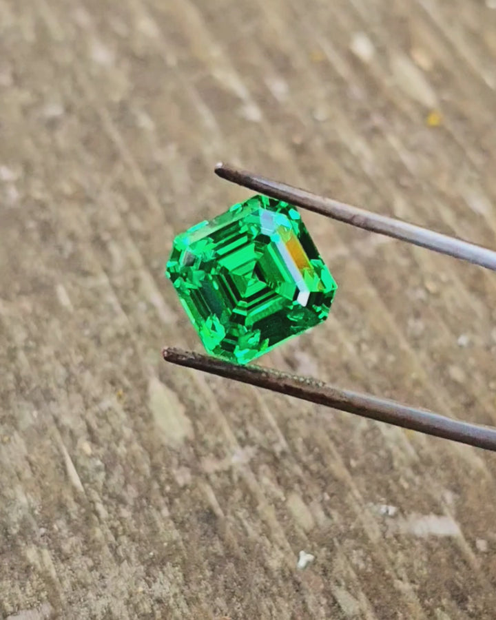 Vivid Green Vanadium YAG, Asscher Cut, 15.96 Carats